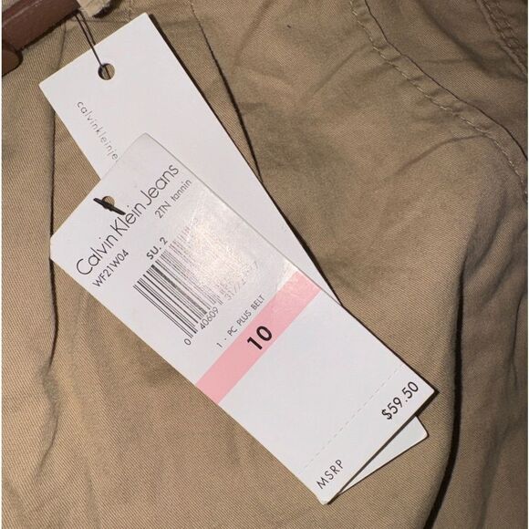 Nwt Calvin Klein khaki chino Capri cropped pants belted - Picture 11 of 11